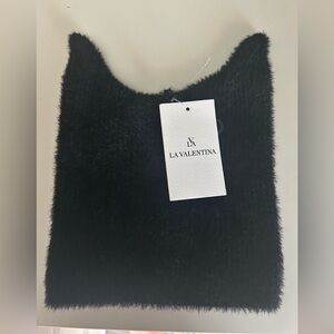 La Valentina Black Fuzzy beanie cat ears